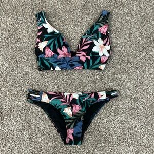 Hollister Black Floral Bikini